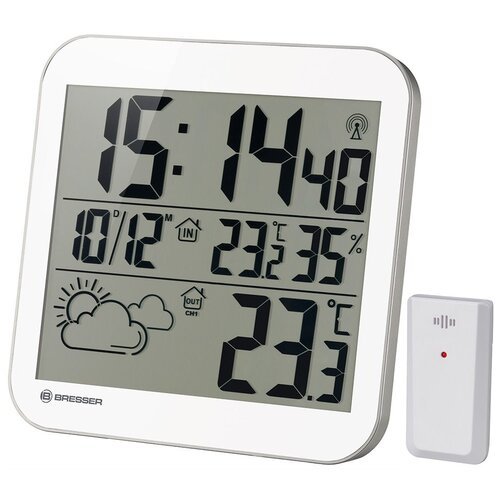 Часы с термометром BRESSER MyTime LCD, белый