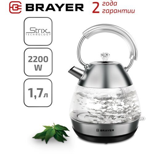 Чайник BRAYER BR1027, серебристый