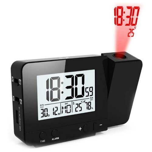 Часы будильник с проекцией времени и температуры на потолок