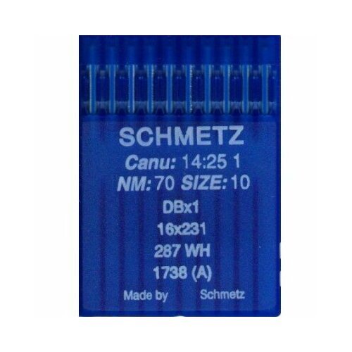 Иглы для промышленных швейных машин Schmetz, тонкая колба 1738/DBx1 №70, 10 шт.