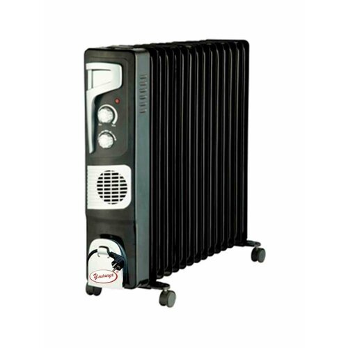 Масляный радиатор 'Умница' ОМВ-13с.-2,9кВт 13 секций с вентилятором, черно-серебристый цвет