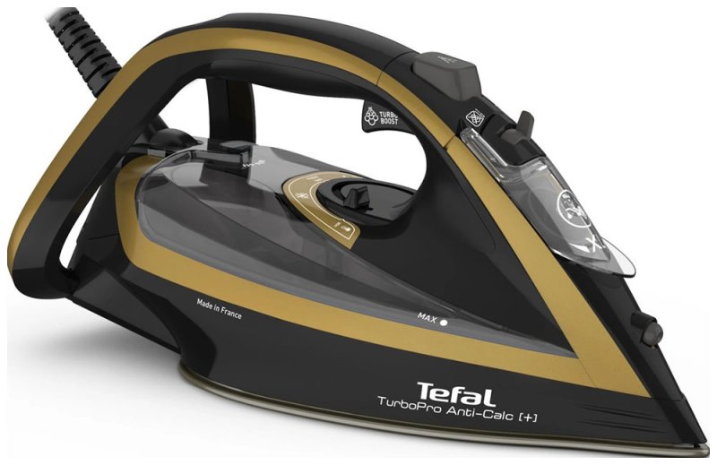 Утюг Tefal Turbo Pro Anti-Calc FV5696E1, черный/золотой Утюг Tefal Turbo Pro Anti-Calc FV5696E1, черный/золотой