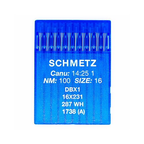 Иглы для промышленных швейных машин Schmetz, тонкая колба 1738/DBx1 №100, 10 шт.
