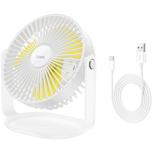 Вентилятор портативный с ночником Hoco F14 Multifunction Desktop Fan, Белый