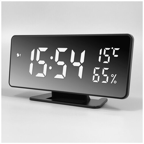 Светодиодные, зеркальные, электронные часы с будильником, указанием температуры и влажности
