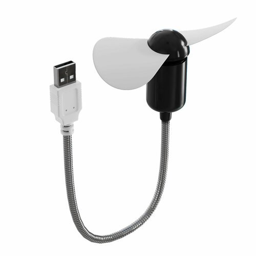Компактный настольный мини USB вентилятор GSMIN Fan гибкий портативный, работает от PowerBank, Ноутбука, Компьютера (Черный)