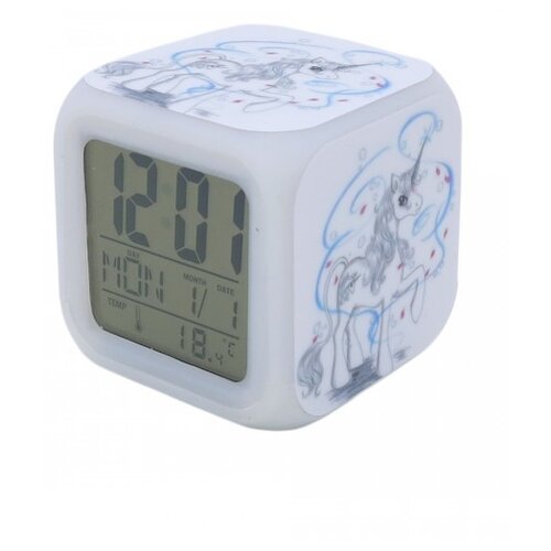 Часы с термометром Михи Михи Единорог с подсветкой № 1 MM09394, белый