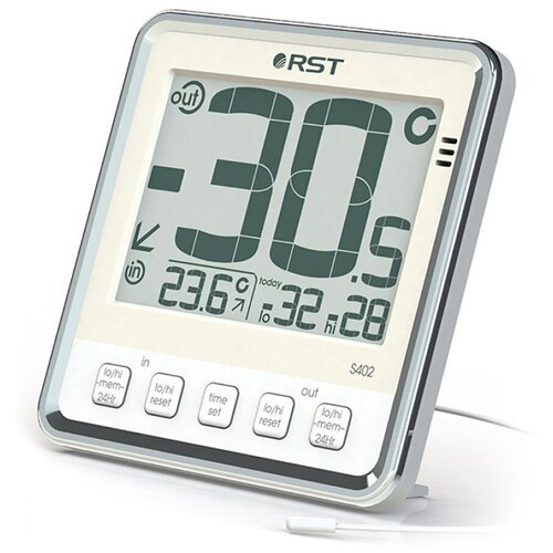 Цифровой термометр RST с большим дисплеем, дом/улица, цвет слоновая кость 02402