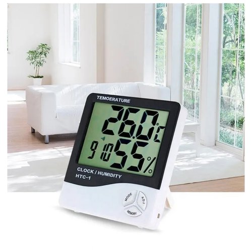 Цифровой комнатный термометр и гигрометр с ЖК-дисплеем и часами / измерение температуры, влажности, часы, будильник, календарь