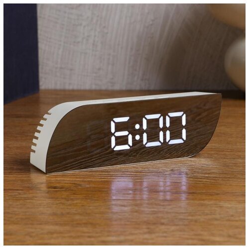 Часы-будильник электронные с календарём и термометром, 3 ААА, от USB, 15х3.5х5 см 4731576