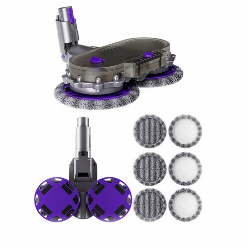 Насадка-щетка моющая для пылесоса Dyson V15 / V8 / V10 / V11 / V7 / SV10 / SV22 / SV25 / SV23 / SV12 / SV11 / SV17 / SV14 / SV15 / SV16 + 6 сменных тряпок