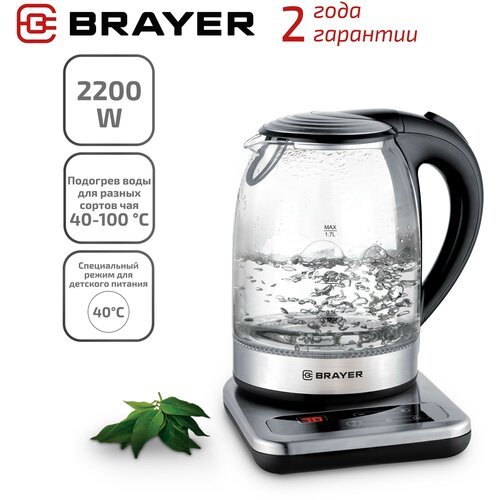 Чайник BRAYER BR1003, серый металлик