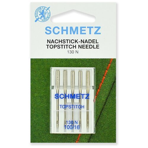 Игла/иглы Schmetz TopStitch 130N 100/16, серебристый, 5 шт.