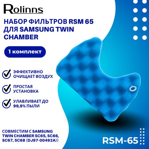 Rolinns Набор фильтров RSM 65 (комплект из 2 фильтров для SAMSUNG Twin Chamber SC65, SC66, SC67, SC68 (DJ97-00492A))