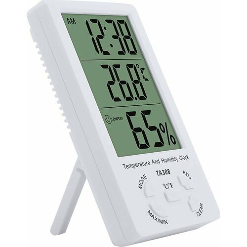 Термометр / метеостанция электронный с часами TA 308