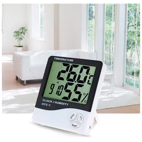 Термометр гигрометр комнатный / для дома / цифровой / метеостанция с ЖК-дисплеем / с часами / термогигрометр / температура / влажность / аппарат