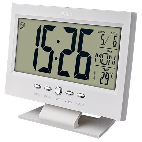 Часы-будильник 2 в 1 Часы/метеостанция белые (картонная упаковка) (3924)