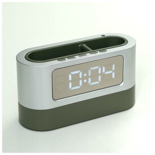 Часы-органайзер под ручки, с календарём, будильником, секундомером, белые цифры, 3ААА