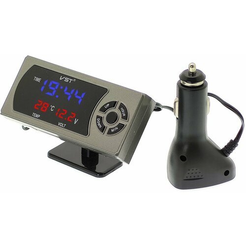 Часы автомобильные с USB (температура, вольтметр) VST-815
