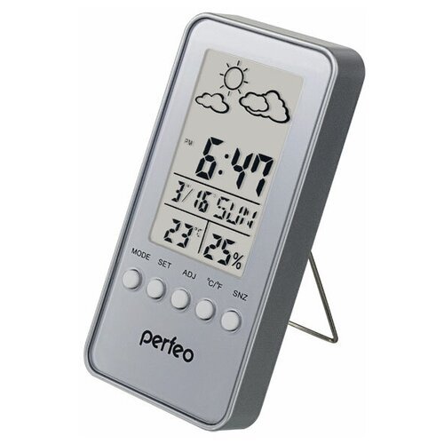 Perfeo Часы-метеостанция Perfeo 'Window', серебряный, (PF-S002A) время, температура, влажность, дата