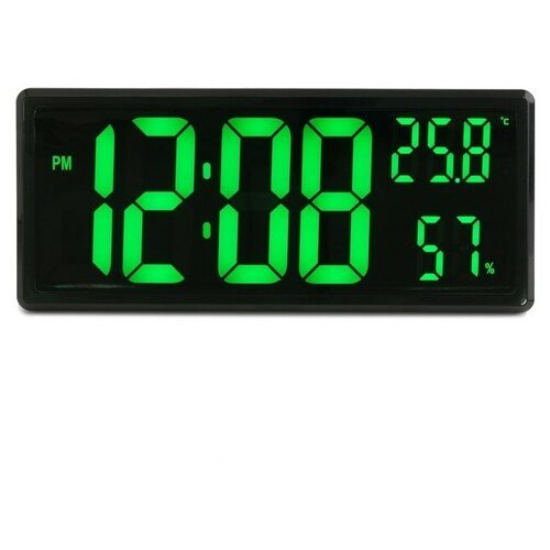 Часы настенные электронные, будильник, термометр, гигрометр, 36 х 15 см