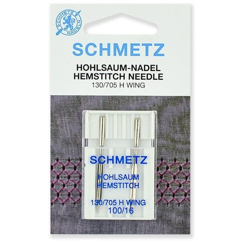 Игла/иглы Schmetz Hemstitch 130/705 H WING 100/16 для мережки, серебристый, 2 шт.