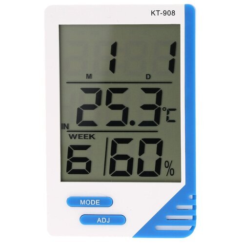 Термометр-гигрометр электронный, KT-908 , ЖК дисплей с выносным датчиком